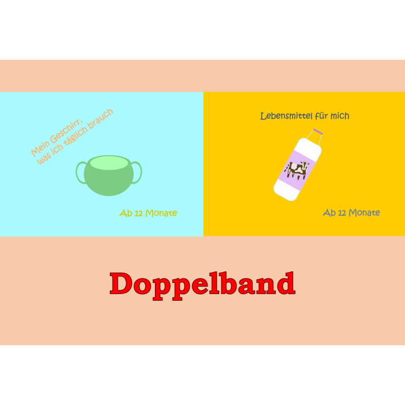 Doppelband – Babybuch zum Thema Geschirr + Lebensmittel in 6 verschiedenen Sprachen