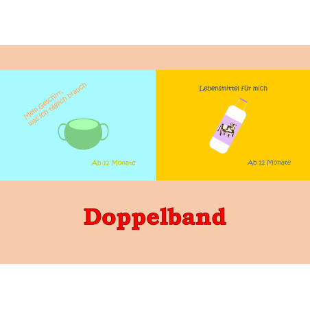 Doppelband – Babybuch zum Thema Geschirr + Lebensmittel in 6 verschiedenen Sprachen